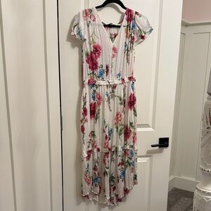 Current Air Floral High Low Dress - Pink and Blue